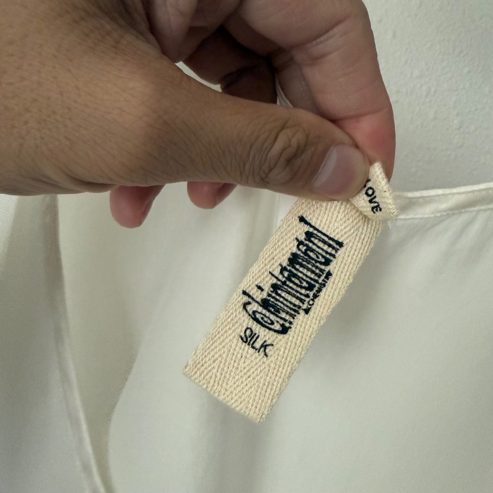 CHINTAMANI white silk asymmetrical hem cropped scoop crew‎ neck tank top - Picture 5 of 6